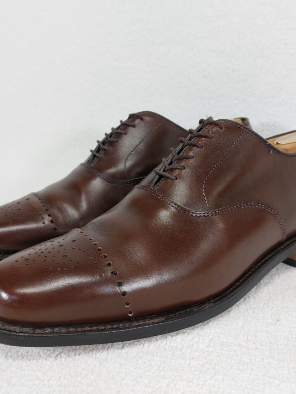 Allen Edmond Dryden Brogue Oxford Shoes Mens Size 8 D, Cap Toe, Brown Leather